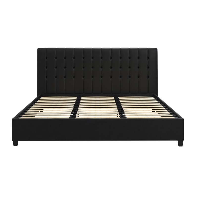 DHP Eva Faux Leather Tufted King Panel Bed in Black Homesquare