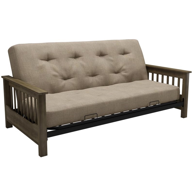 dhp niki tufted futon in tan and black - de10383