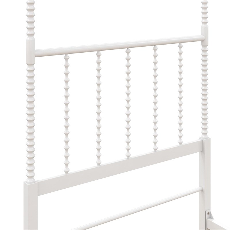 dhp emerson metal canopy bed in twin size frame in white de73610
