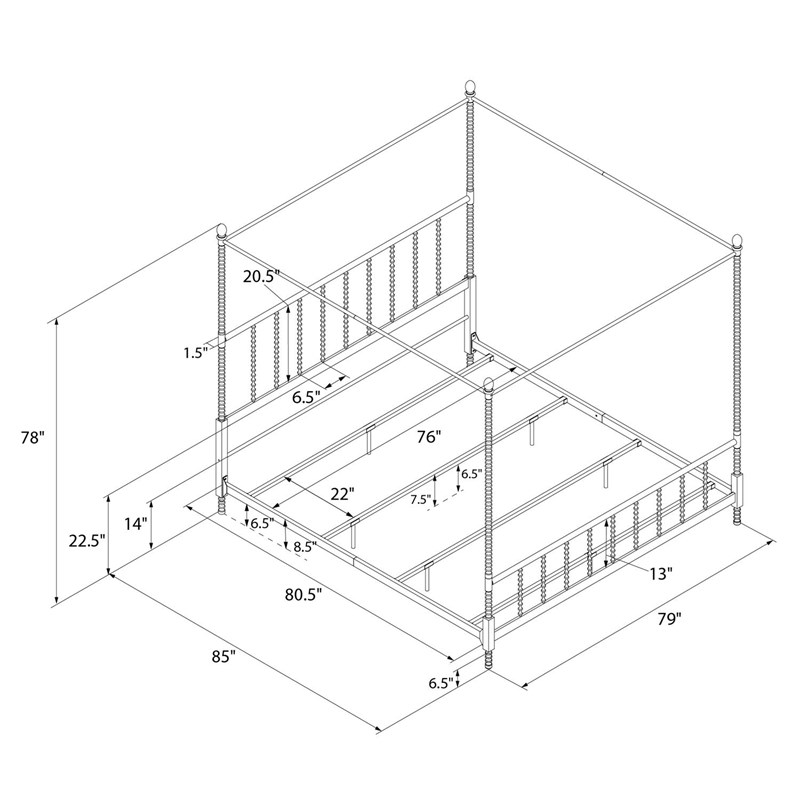 DHP Emerson Metal Canopy Bed In King Size Frame In Black | Homesquare