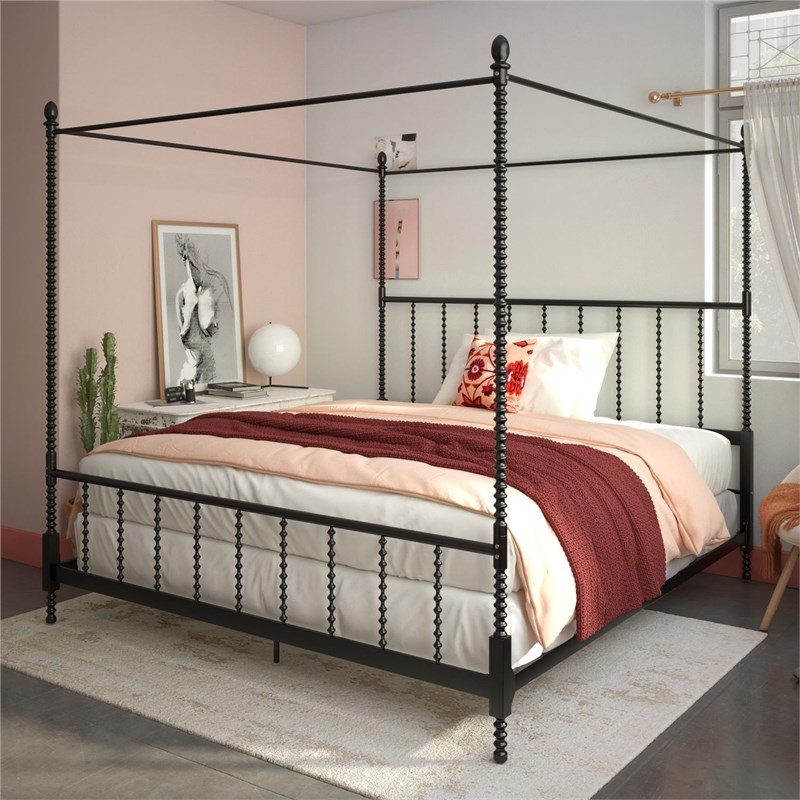 Dhp Emerson Metal Canopy Bed In King, Black Metal Canopy Bed King Size