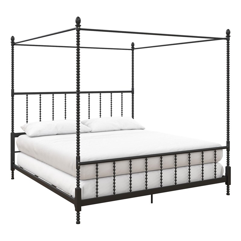 DHP Emerson Metal Canopy Bed in King Size Frame in Black Homesquare