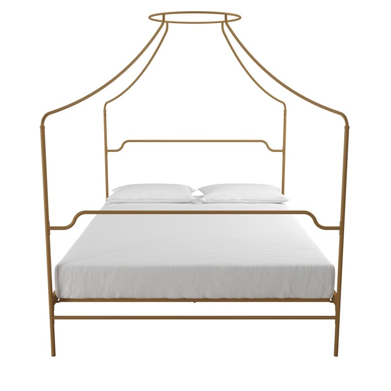 Novogratz Camilla Metal Canopy Bed in Full Size Frame in Gold Homesquare