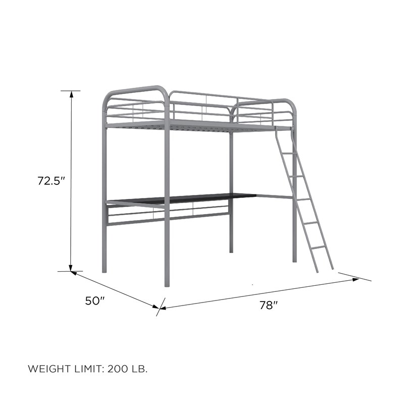 Dhp Metal Loft Bed With Desk In Twin, Ikea Svärta Loft Bed Weight Limit