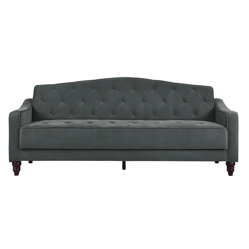 Novogratz Vintage Tufted Sofa Sleeper II Gray Velvet Homesquare
