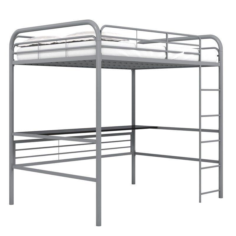 Dhp Metal Loft Bed With Desk In Full, Ikea Grey Metal Loft Bed With Desk