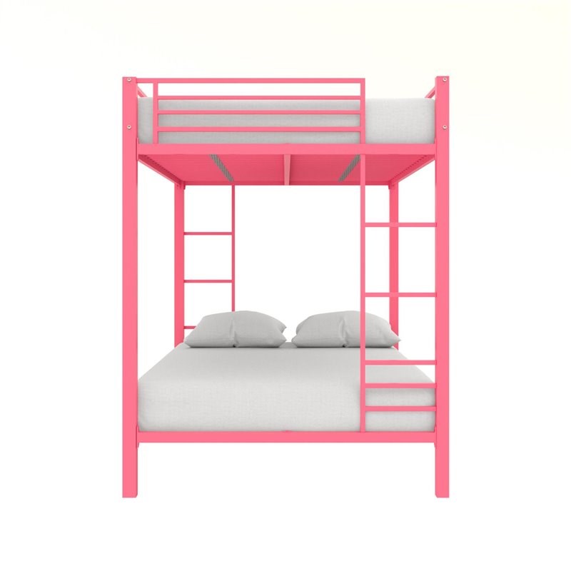 Dhp Full Over Full Metal Bunk Bed With Ladder In Pink - 4405719