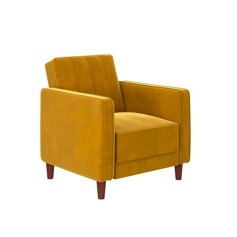 dhp ivana tufted accent chair in mustard yellow velvet