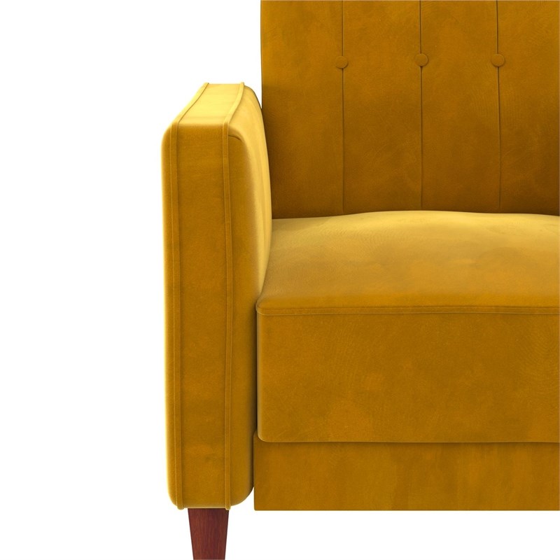 dhp ivana tufted accent chair in mustard yellow velvet