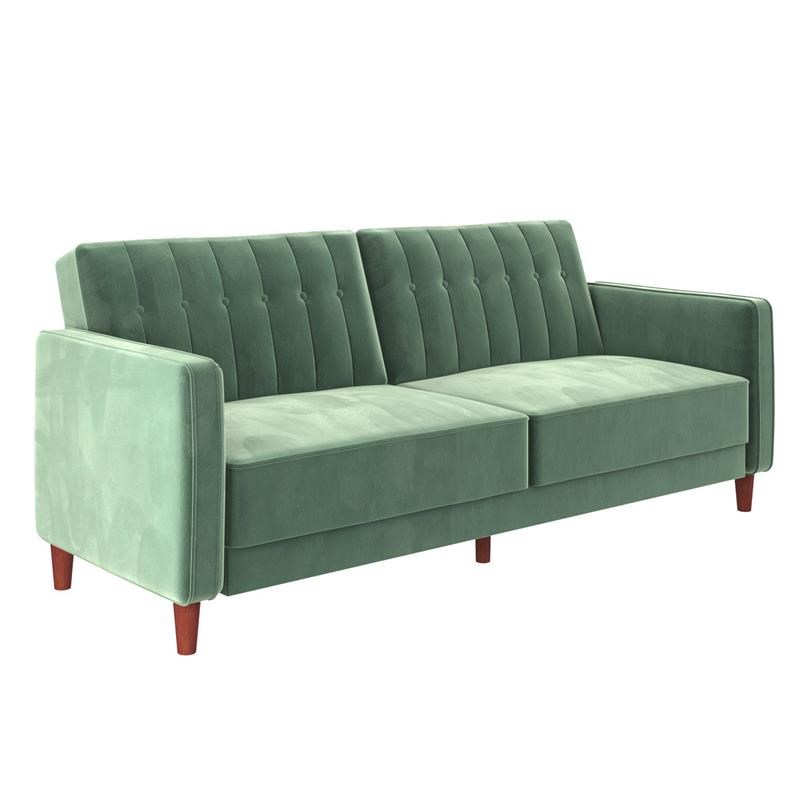 DHP Ivana Tufted Transitional Futon in Light Green Velvet Homesquare