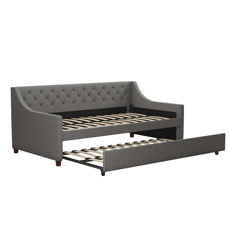 Novogratz Her Majesty Daybed and Trundle in Gray Linen Homesquare