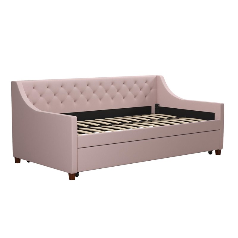 Novogratz Her Majesty Daybed And Trundle In Pink Linen Homesquare
