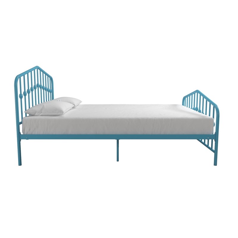Novogratz Bushwick Adjustable Height Metal Queen Bed in Sea Blue