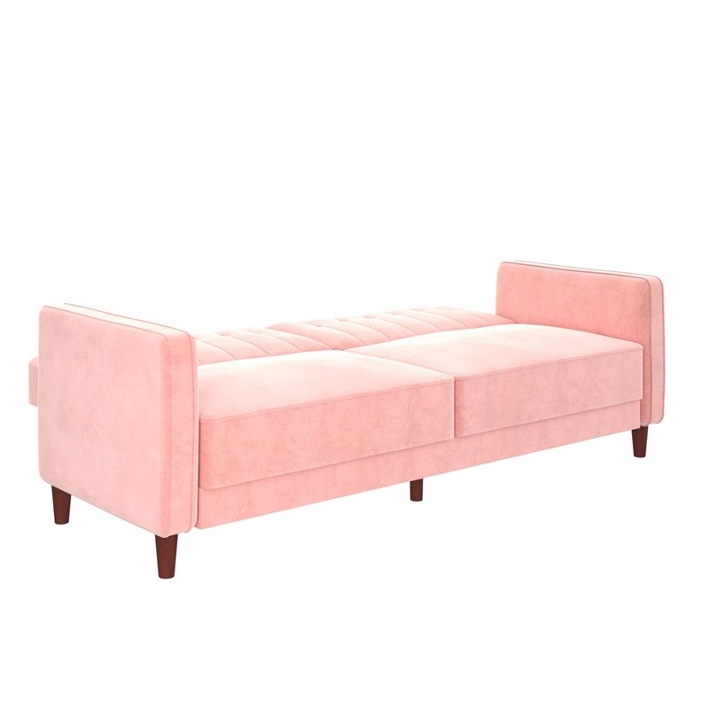 DHP Ivana Tufted Transitional Futon in Pink Velvet Homesquare