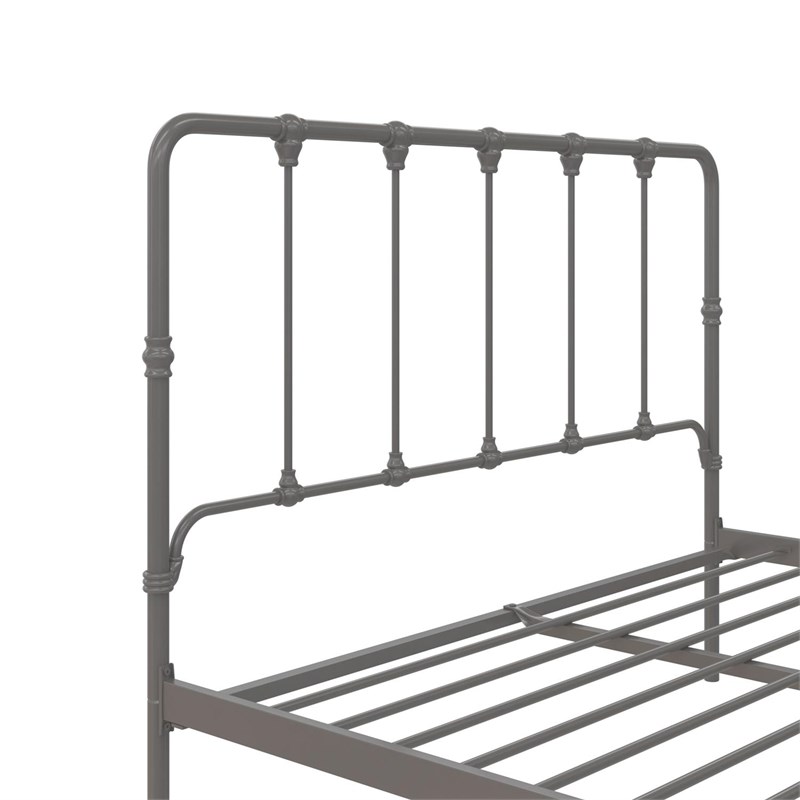 LikeHome Lida Farmhouse Queen Metal Bed with Storage in Grey Homesquare