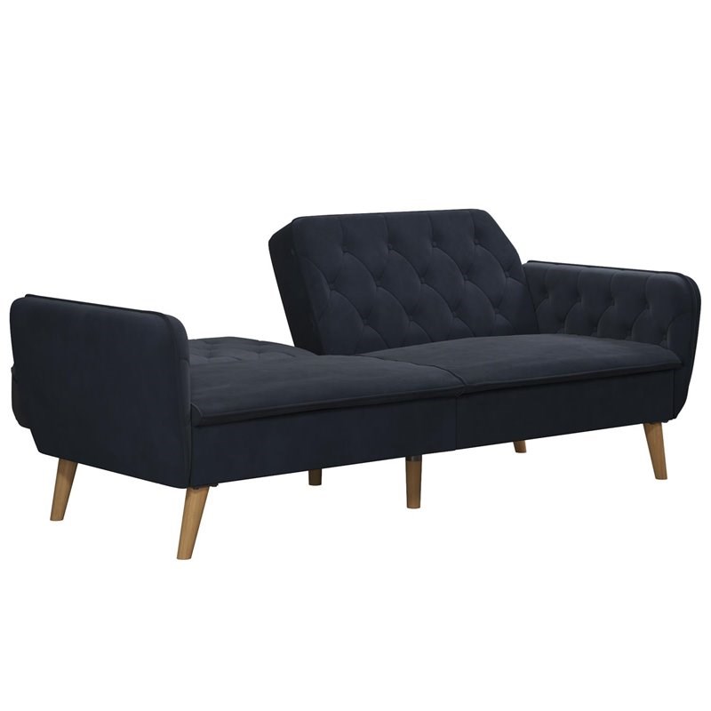 Novogratz Tallulah Memory Foam Velvet Futon in Blue Homesquare