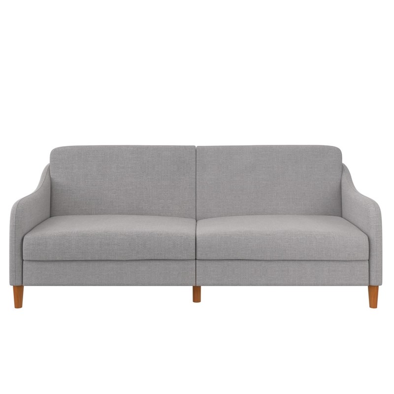 DHP Jasper Convertible Futon Sofa Couch in Light Grey Linen