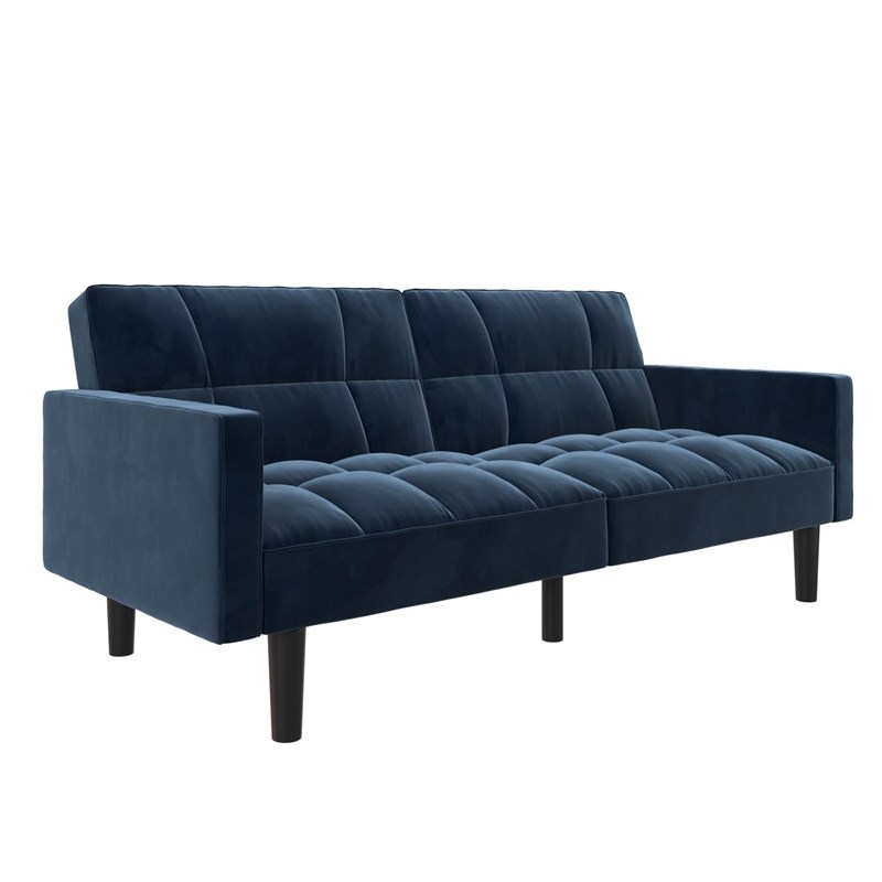 DHP Hayden Convertible Sofa Sleeper Futon in Blue Microfiber Homesquare