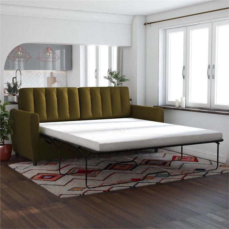 Novogratz Brittany Queen Sleeper Sofa with Memory Foam Mattress in