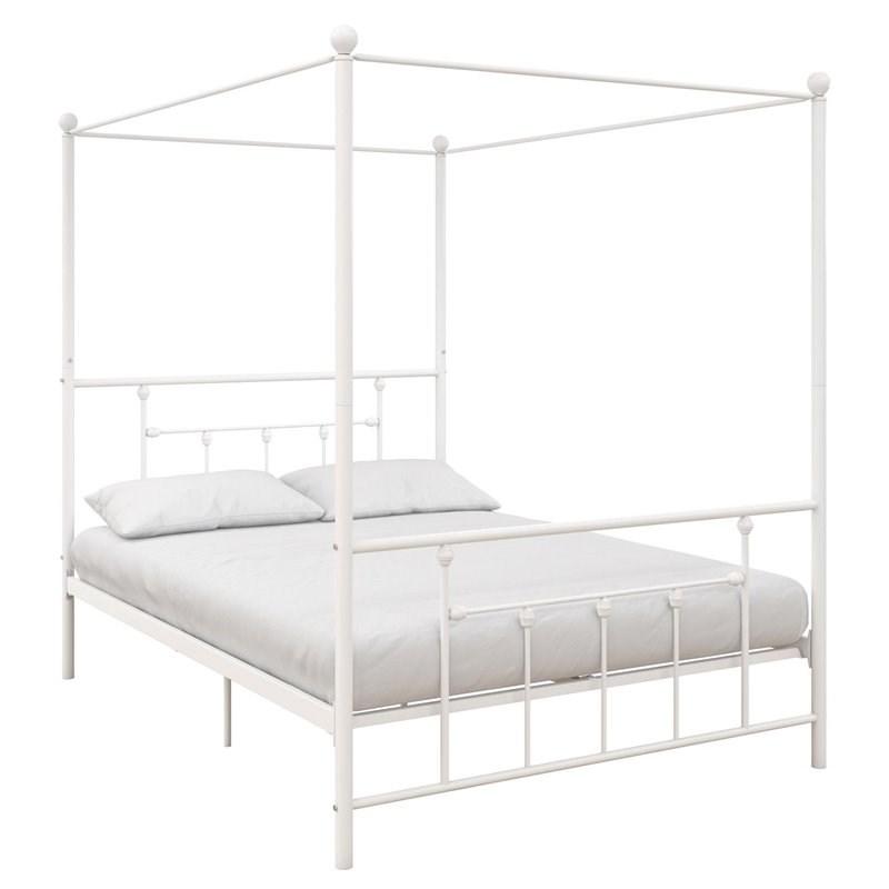 Dhp Manila Metal Canopy Bed In Full, White Canopy Bed Frame Full