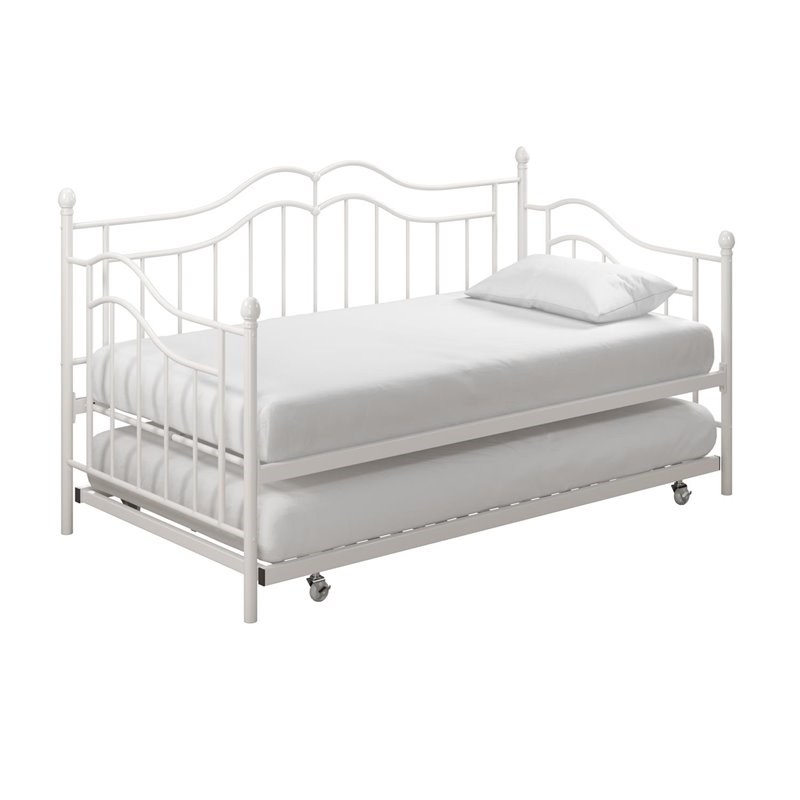DHP Tatiana Metal Twin Daybed and Trundle in White Homesquare