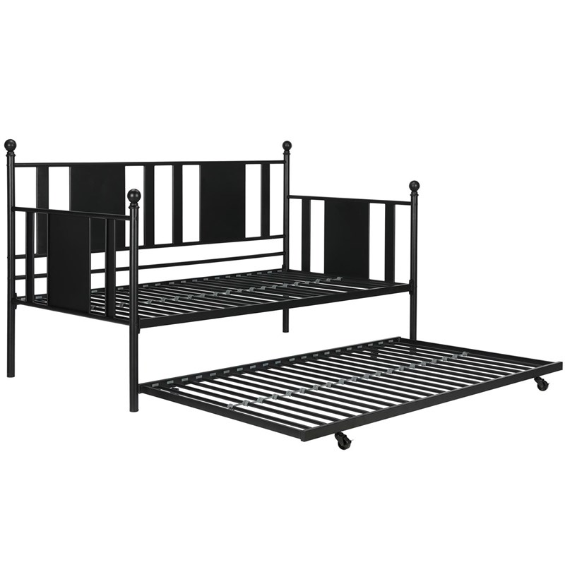 DHP Lavinia Metal Full Daybed and Twin Trundle in Black