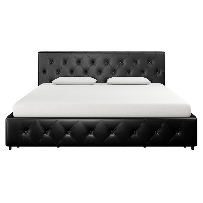 Dhp Dakota King Upholstered Bed With, Dhp Dakota Upholstered Faux Leather Platform Bed Queen Black