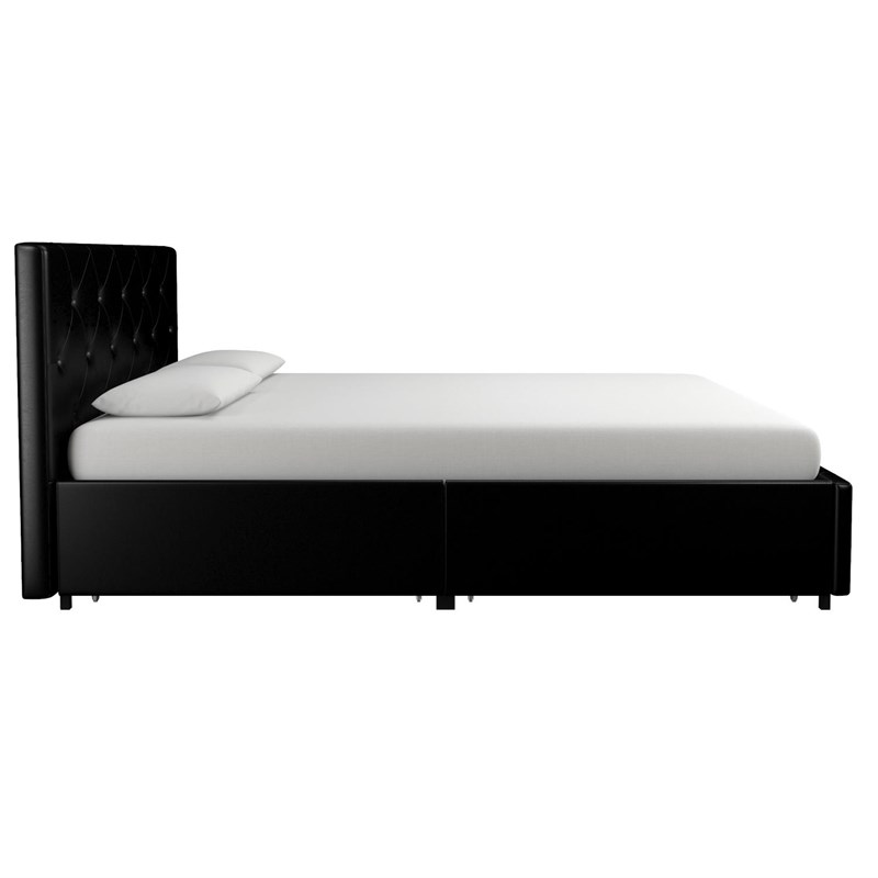 Dhp Dakota Queen Upholstered Bed With, Dhp Dakota Upholstered Faux Leather Platform Bed Queen Black