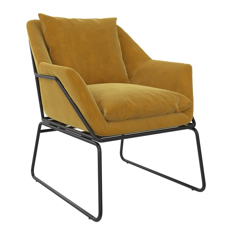 dhp alivia accent chair in mustard yellow velvet dz13671