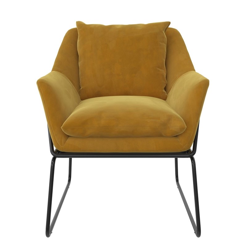 DHP Alivia Accent Chair in Mustard Yellow Velvet Homesquare