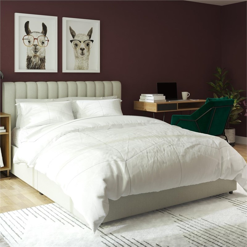 Novogratz Brittany Upholstered Queen Bed With Storage Drawers Homesquare 