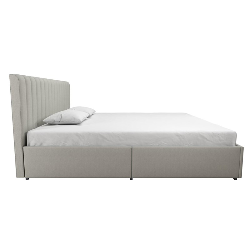 Novogratz Brittany Upholstered King Bed with Storage Drawers | Homesquare