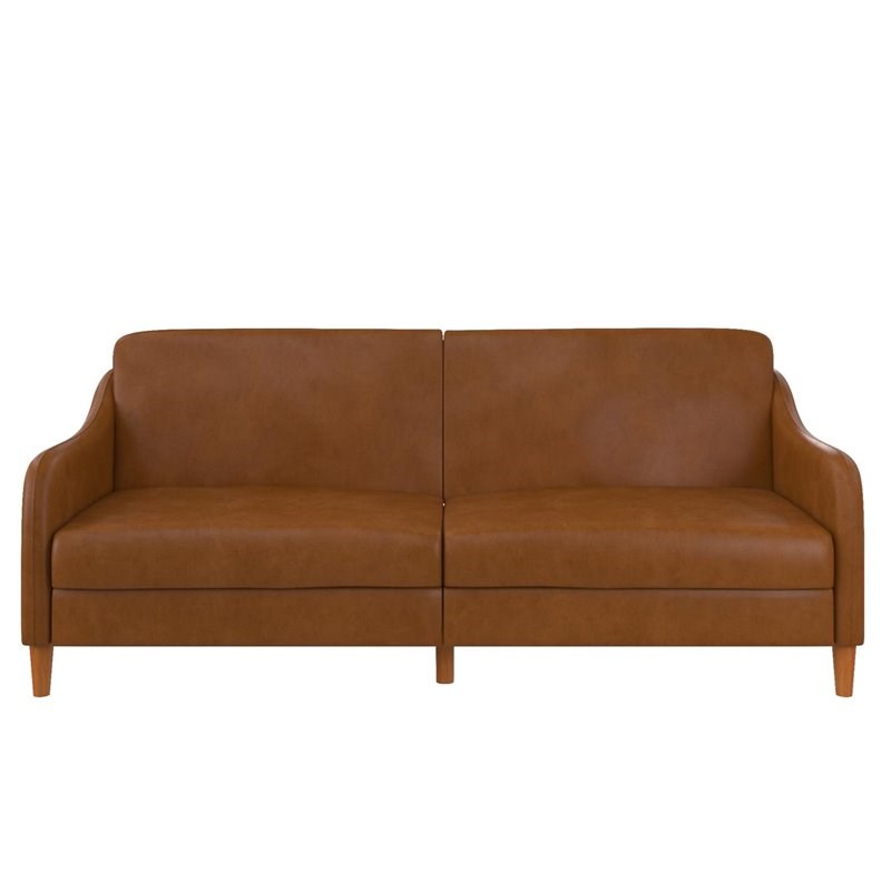 Jasper Coil Futon in Convertible Sofa & Couch in Camel Faux |