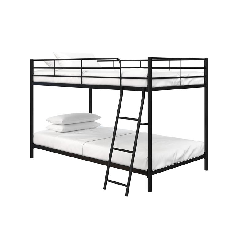 Dhp Junior Twin Over Twin Low Bunk Bed For Kids In Black Dz40601