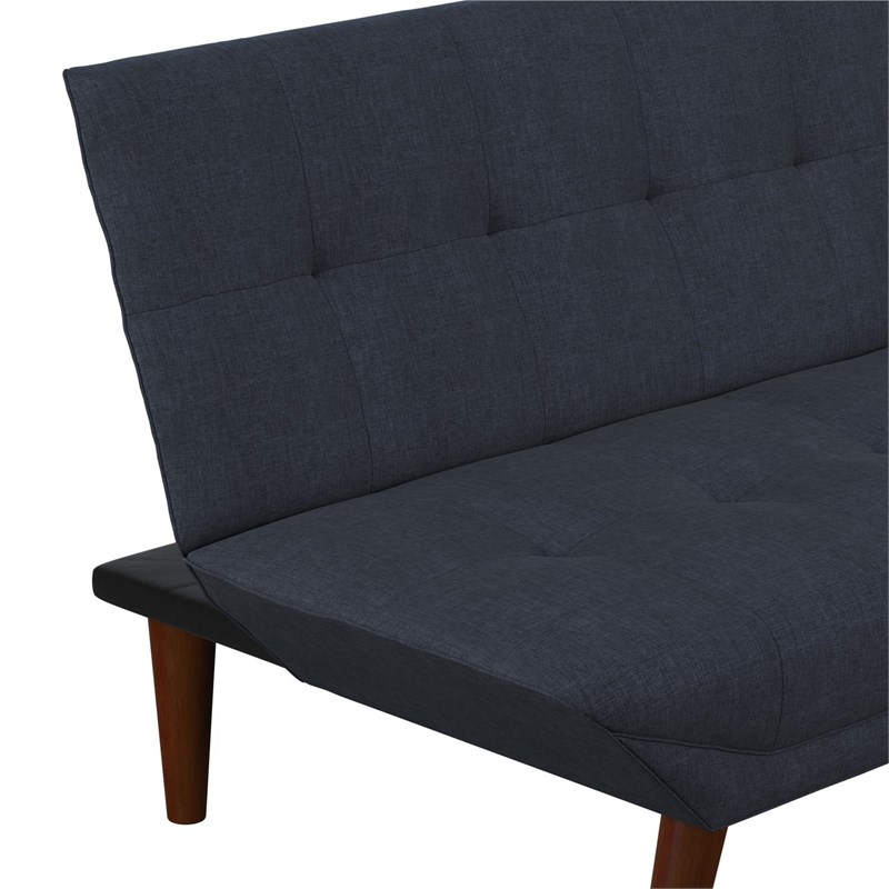 dhp adley small space modern convertible futon and sofa bed in navy