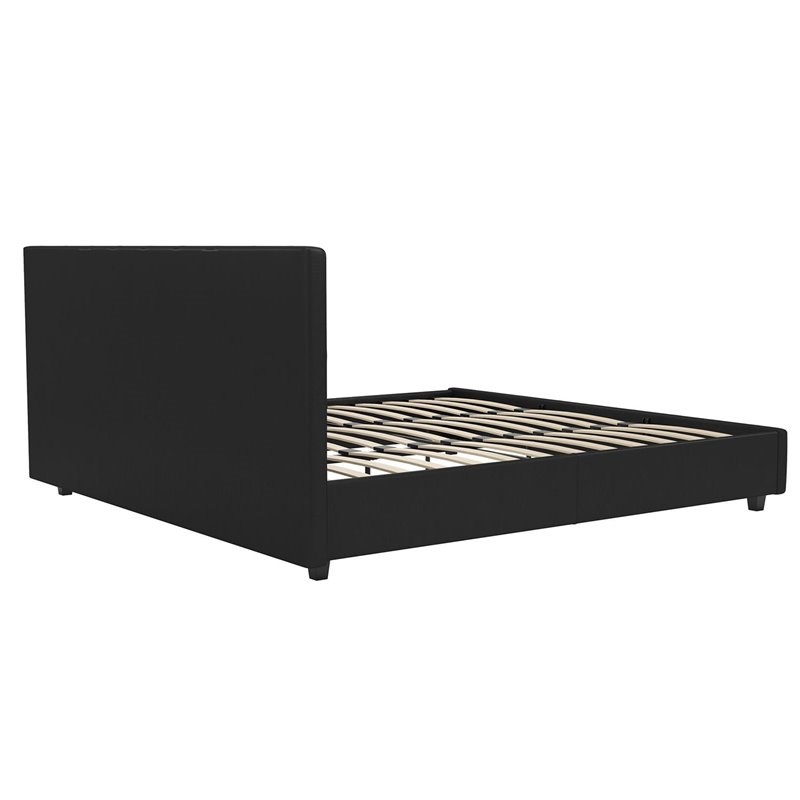 dhp dakota upholstered platform bed in king size frame in black - 4175049