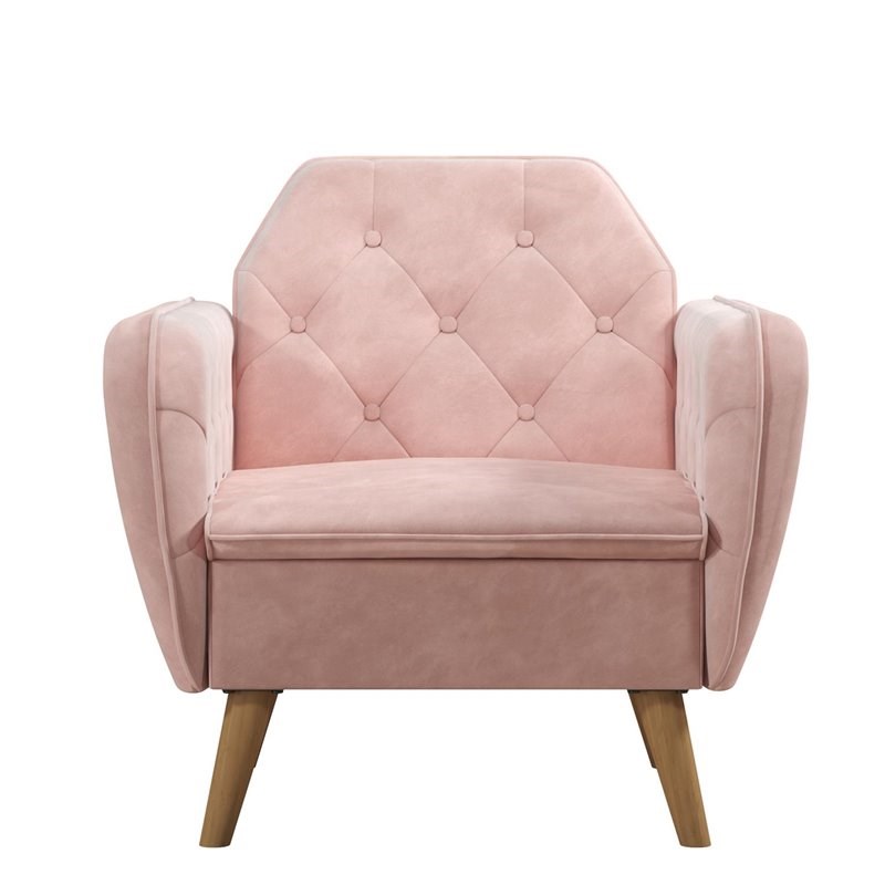 Novogratz Teresa Memory Foam Living Room Accent Chair in Pink Velvet ...