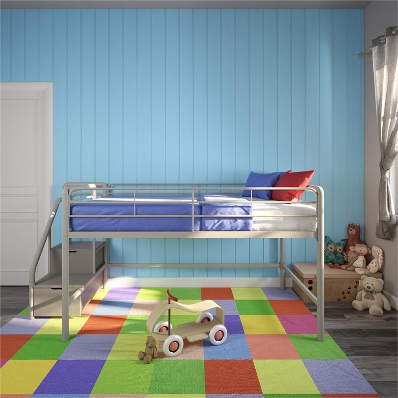 Dhp Junior Metal Loft Bed With Storage, Dhp Junior Twin Metal Loft Bed With Slide Instructions