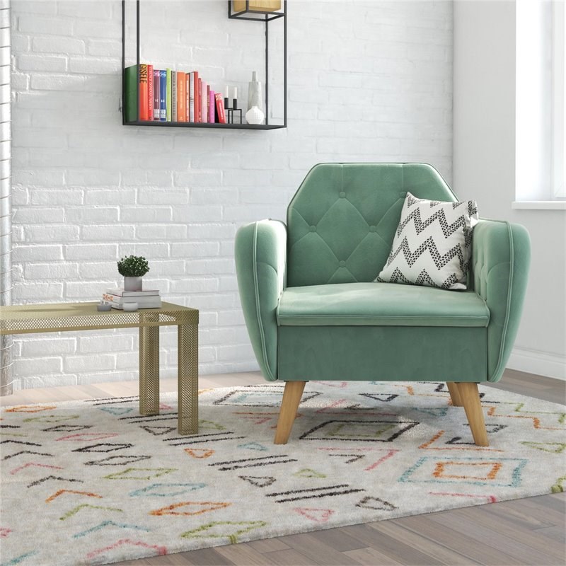 novogratz teresa memory foam living room accent chair in light green