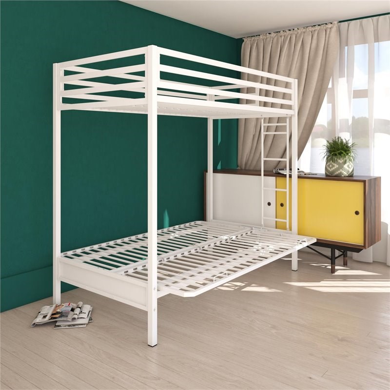 Over Futon Metal Bunk Bed With Ladder, Dhp Twin Over Futon Metal Bunk Bed Multiple Colors Silver
