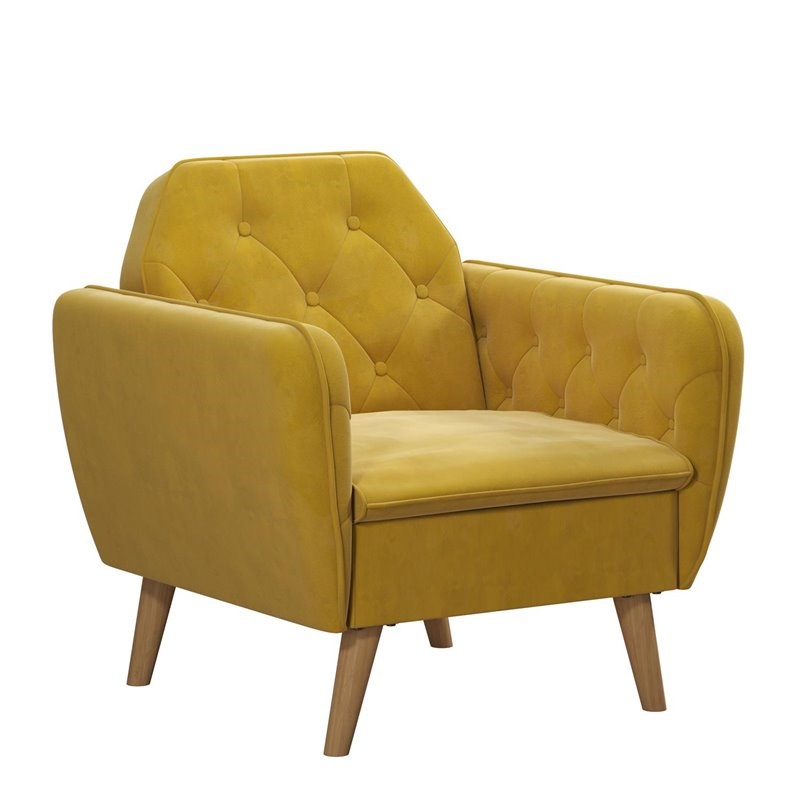 Novogratz Teresa Memory Foam Accent Chair in Mustard Yellow Velvet Homesquare
