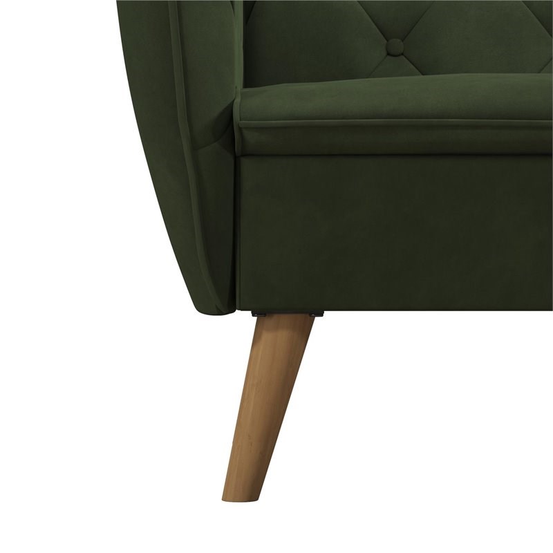 Novogratz Teresa Memory Foam Accent Chair Living Room Furniture in Green Velvet
