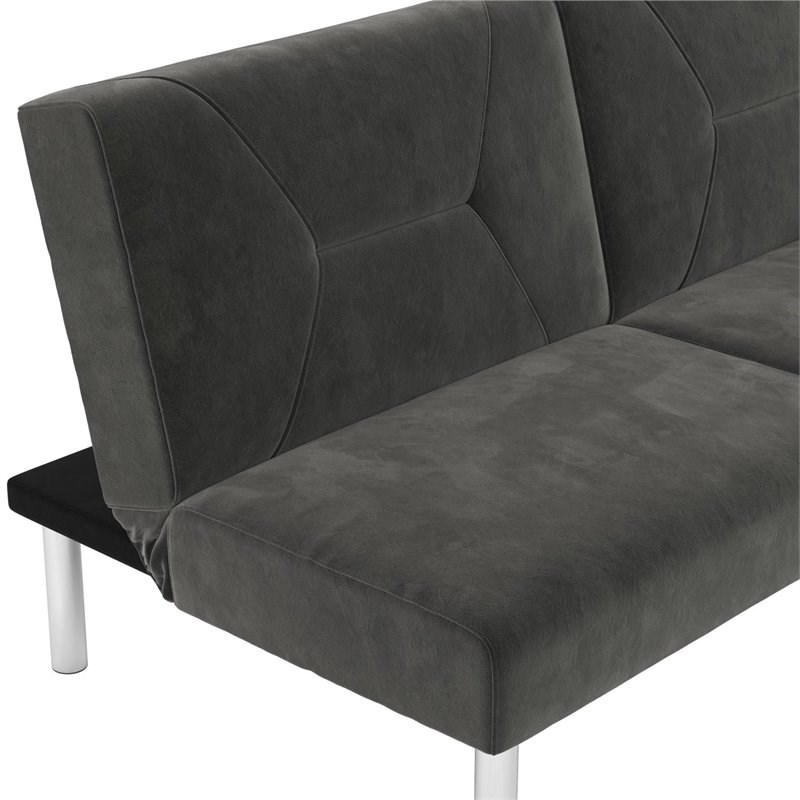 DHP Mara Futon in Convertible Sofa Bed and Couch in Gray Velvet