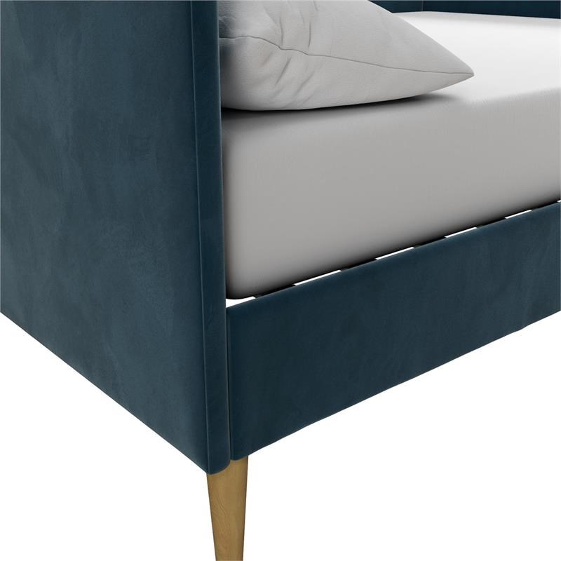DHP Franklin Mid Century Upholstered Daybed Full Size in Blue Velvet