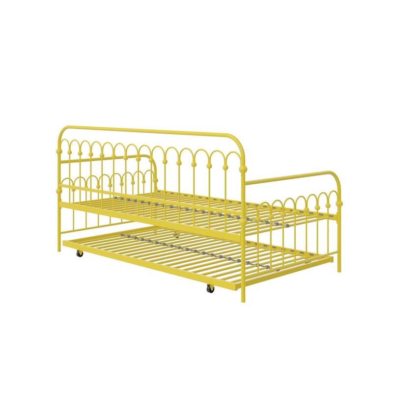 Novogratz Bright Pop Metal Daybed with Roll Out Trundle in Yellow