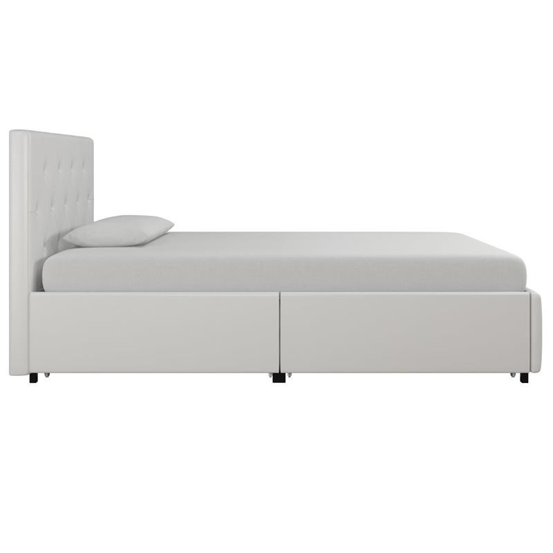 DHP Dean White Faux Leather Upholstered Twin Bed With Storage | Homesquare