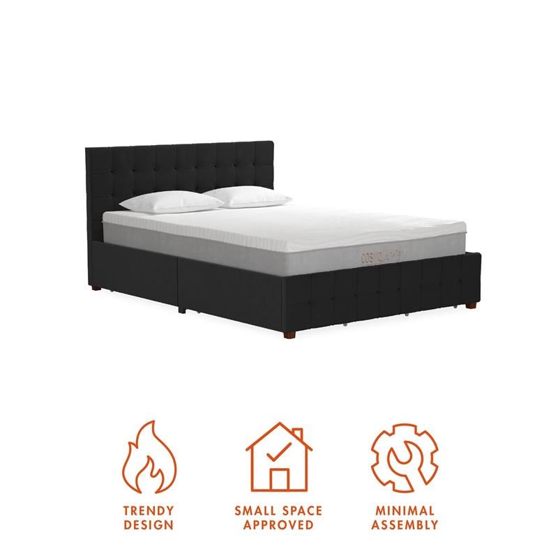 CosmoLiving by Cosmopolitan Elizabeth Upholstered Bed Queen in Black