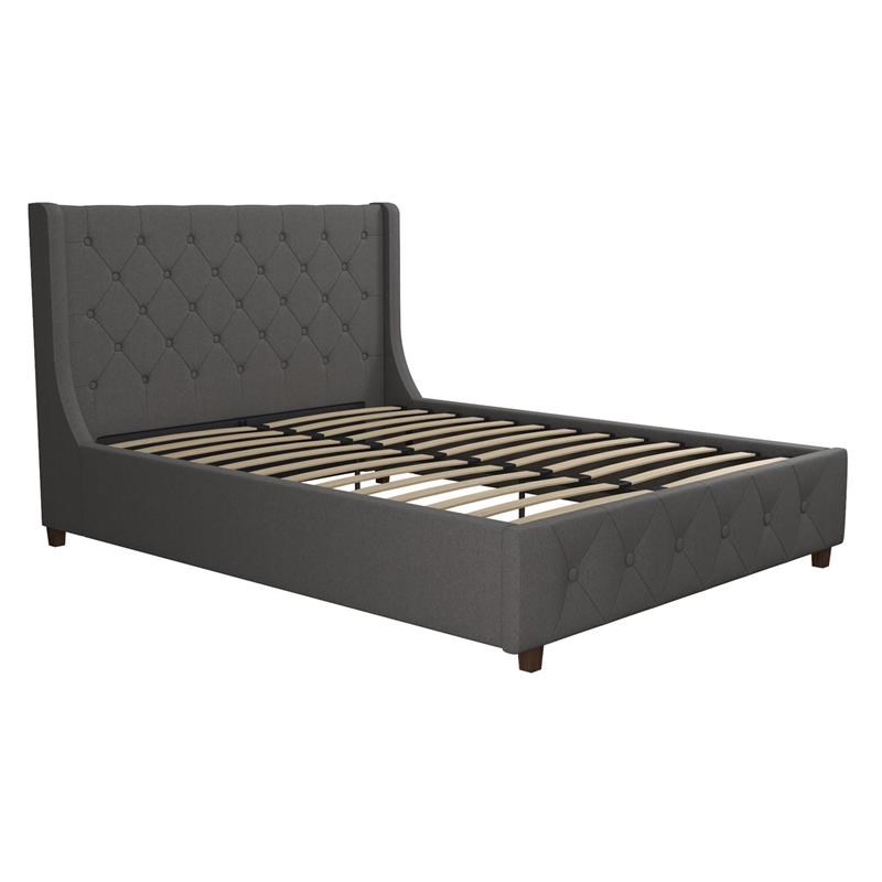 CosmoLiving by Cosmopolitan Mercer Upholstered Bed in Gray Linen ...