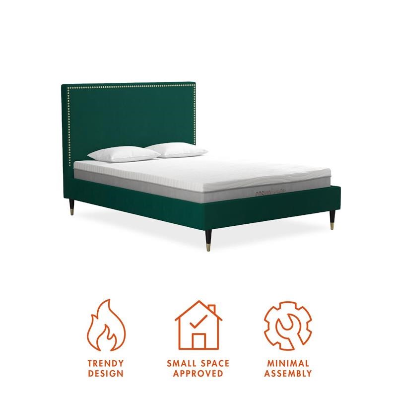 CosmoLiving by Cosmopolitan Audrey Upholstered Bed Queen in Emerald