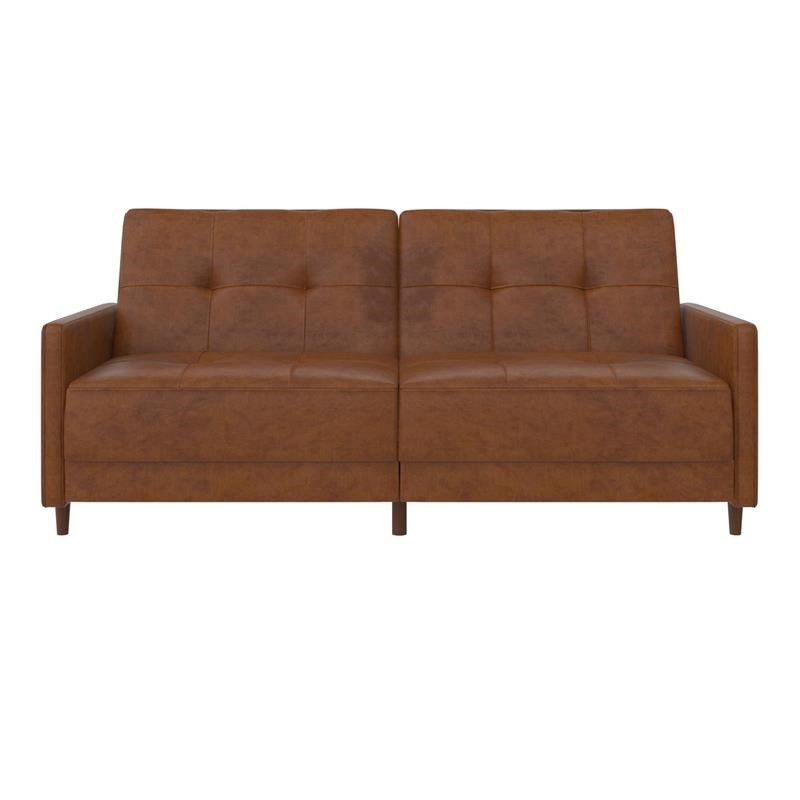 DHP Andora Coil Futon in Camel Faux Leather